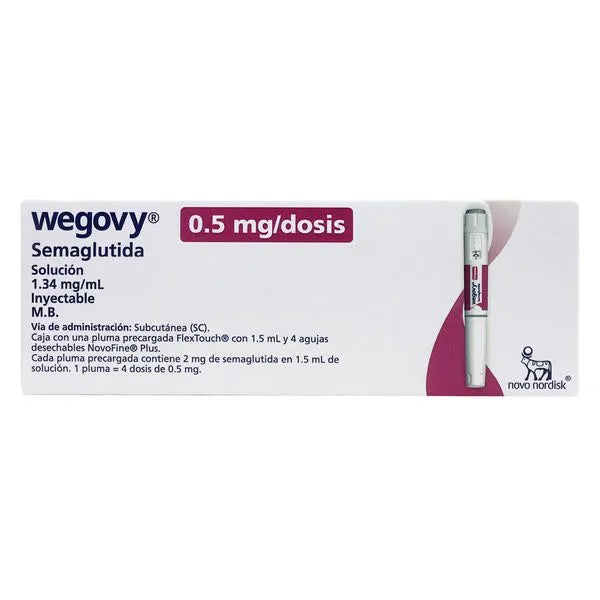Wegovy Semaglutida Dosis 0.5 mgn/Pluma Precargada 1.34 mg Solución Inyectable 4 Dosis