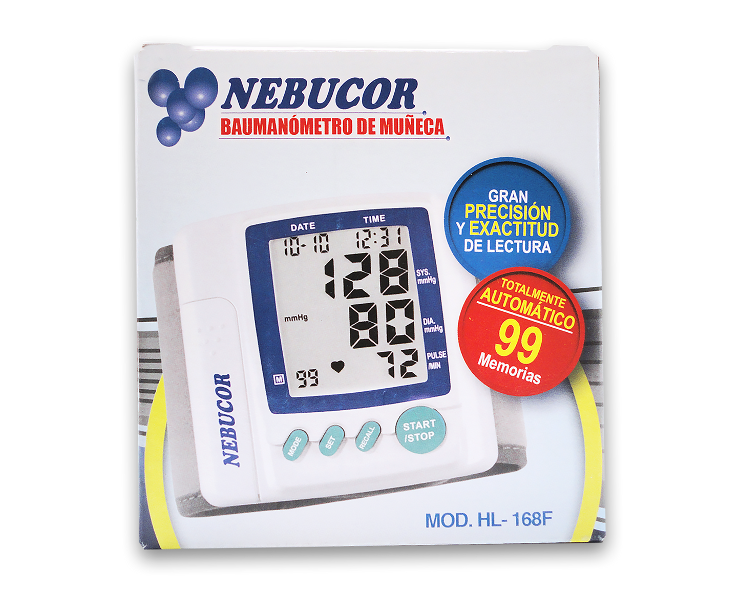 Baumanómetro digital NEBUCOR medición en Muñeca HL-168F (1 pza)