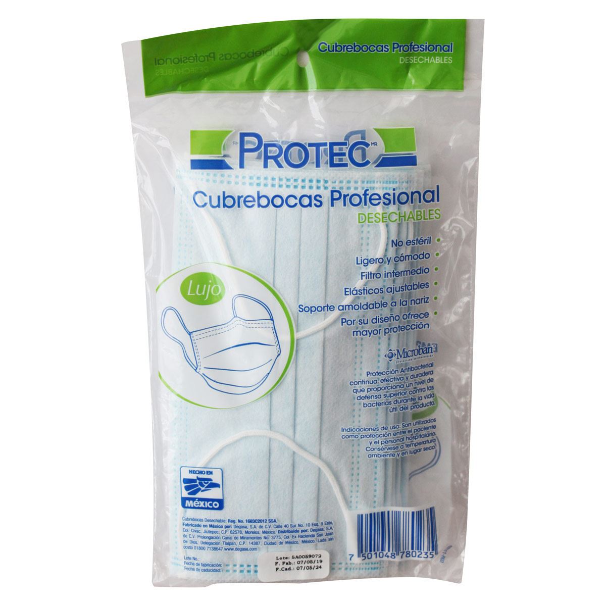 CUBREBOCAS 3 PLIEGUES DESECHABLE BOLSA C/10 PZ