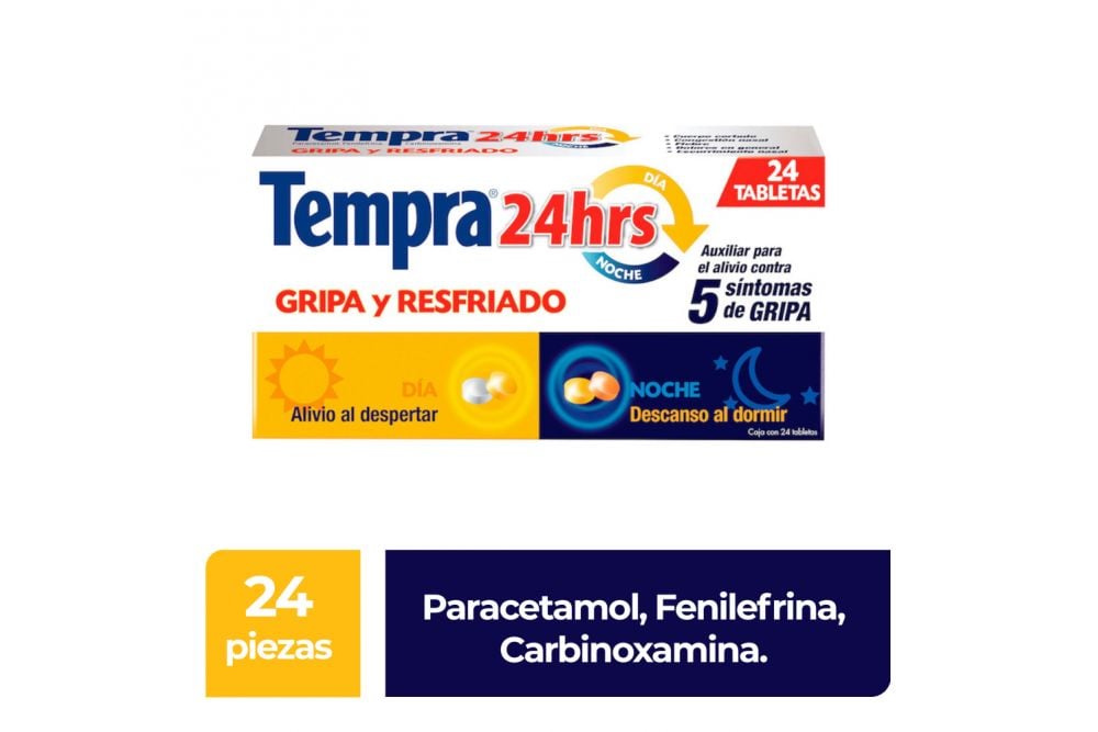 TEMPRA 24HRS DIA NOCHE GRIPA Y RESFRIADO C/24 TAB