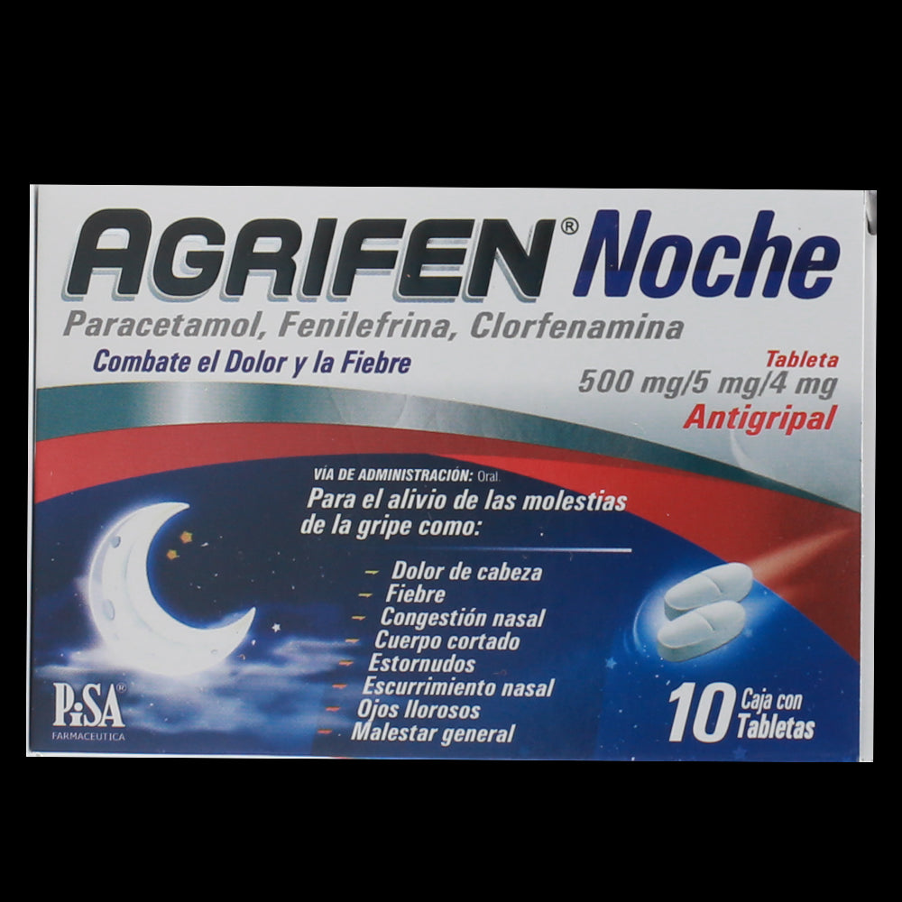 AGRIFEN NOCHE 500/5/4MG 10 TAB N