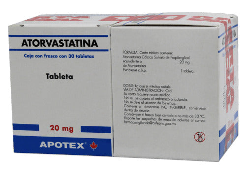 ATORVASTATINA TAB. 20 MG. CAJA C/FCO. C/30 (1+1)