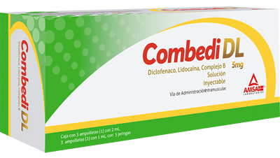 COMBEDI DL (DICLOFENACO/LIDOCAINA/COMPLEJO B) SOL C/3 AMP