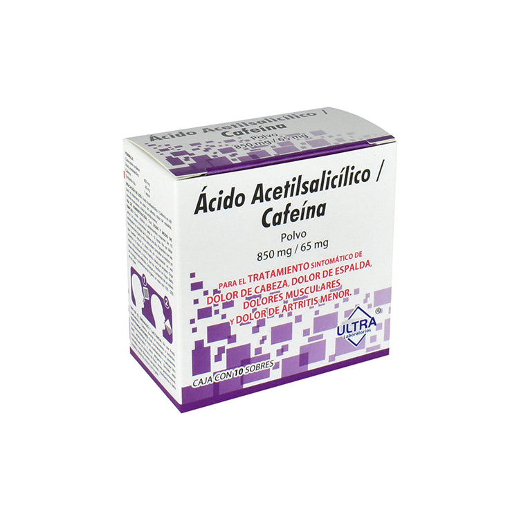 ACIDO ACETILSALICILICO CAFEINA PVO 850/65 MG CAJA C10 SOBRES