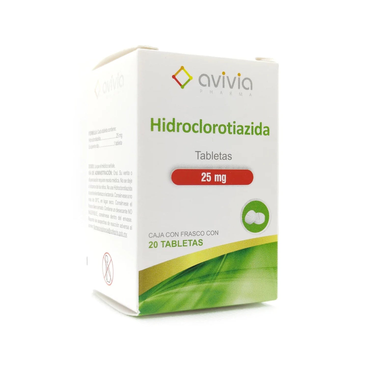 HIDROCLOROTIAZIDA TAB 25 MG CAJA CFCO C20