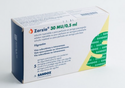 ZARZIO FILGASTRIM  SOLUCIÓN 30 MIU/0.5MKL 1LISY MX