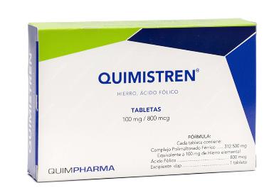 Quimistren Tab. 100 Mg./800 Mcg. Caja C/30 Hierro-Acido Folico