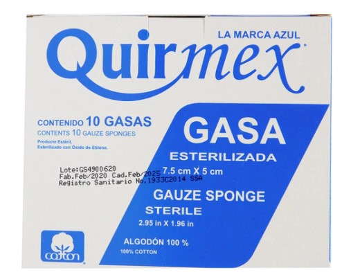 GASA ESTERILIZADA 10 SOBRES 7.5CMX5CM