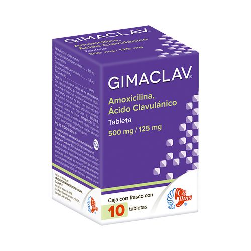 GIMACLAV TAB 500/125 MG CAJA C10 (AMOXICILINA/ACIDO CLAVULANICO)