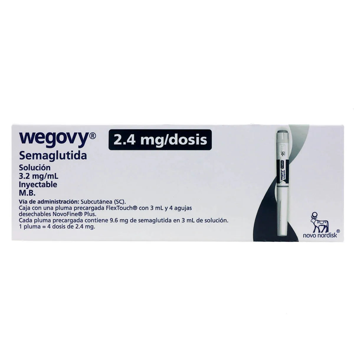 Wegovy Semaglutida Dosis 2.4 mgn/Pluma Precargada 3.2 mg Solución Inyectable 4 Dosis