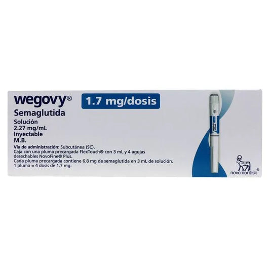 Wegovy Semaglutida Dosis 1.7 mgn/Pluma Precargada 2.27 mg Solución Inyectable 4 Dosis