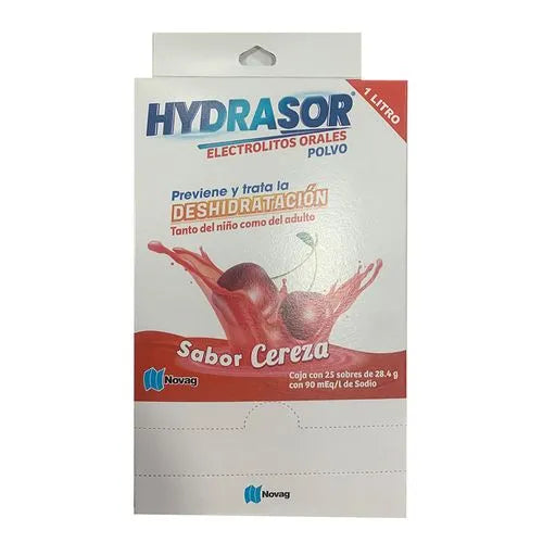 Hydrasor Electrolitos Sabor Cereza En Polvo Caja Con 25 Sobres De 28.4 g