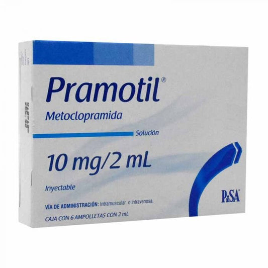 PRAMOTIL INY. 10 MG. CAJA C/6 AMP. C/2 ML.