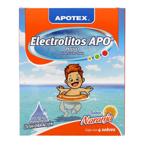 ELECTROLITOS APO PVO. SABOR NARANJA CAJA C/4 SOBRES C/28.3 G.